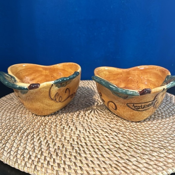 New 2 Pear Venetian Tabletops Unlimited Ceramica Classica Golden Fruit Bowls - Picture 3 of 7